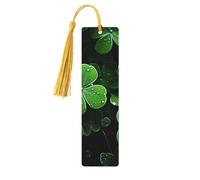 St Patricks Day Leaves Wood Bookmark for Book Lovers Birthday Teachers Gift, Handmade Craft Book Marks Ornaments with Tassel Exquisite Reading Page Markers for Men Women