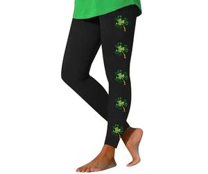 St. Patrick's Day Leggings Cute Versatile for Holidays Shamrock Tights Themed Graphics Funny Irish Lucky Clover Running Pants
