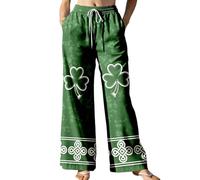 St. Patrick's Day Leggings Heart Graphic Loose Fit for Comfort Running Tights Shamrock Irish Lucky Full Length Cut Pants