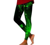 St. Patrick's Day Leggings Lucky Tie Dye Print Shamrock Tights Stretchy Fabric Clover Loose Fit for Comfort Running Pants
