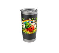 St Patricks Day Leprechaun Bowling Ball Rainbow Shamrock Stainless Steel Insulated Tumbler