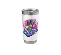 St Patrick's Day Leprechaun DJ Synthwave Music Mixer Stainless Steel Insulated Tumbler