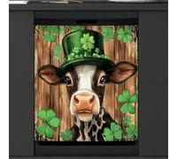 St.patrick's Day Leprechaun Hat Cow Dishwasher Magnet Cover Sticker for Kitchen Appliance Decor,Reusable Magnetic Refrigerator Covers Fridge Panel Decal