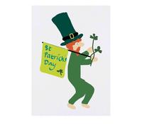 'St Patrick's Day Leprechaun With His Flag' Temporary Tattoo - Water Resistant, Skin-Safe, Non-Toxic Transfer (TO00081181)