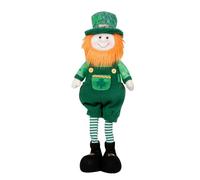 St. Patrick's Day Leprechaun with Stretchable Legs 15" to 20" Standing Leprechaun Figurine Long Leg Irish Plush Decorations for St. Patrick's Day Gift Office Kitchen Tabletop Home Decor (A)
