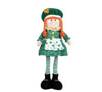 St. Patrick's Day Leprechaun with Stretchable Legs 15" to 20" Standing Leprechaun Figurine Long Leg Irish Plush Decorations for St. Patrick's Day Gift Office Kitchen Tabletop Home Decor (B)