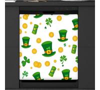 St.patrick's Day Leprechauns Hat Gold Coins Dishwasher Magnet Cover Sticker for Kitchen Appliance Decor,Reusable Magnetic Refrigerator Covers Fridge Panel Decal