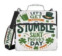 St. Patrick's Day Let's Get Ready to Stumble 1.5-Inch 3-Ringing Sturdy Zipper Binder with Handle and Removable Shoulder Strap Includes Zip Pocket Portable Home Travel Storage Bag for