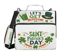 St. Patrick's Day Let's Get Ready to Stumble 1.5-Inch 3-Ringing Zipper Binder Organizer with Shoulder Strap Multiple Pockets Document Organizer Bag for School