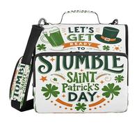 St. Patrick's Day Let's Get Ready to Stumble 3 Ringing 1.5 inch Zippered Binder Bag with Shoulder Strap & Handle Laege Capacity School Supplies Organizer for School/Office