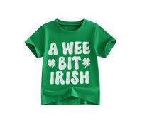 St Patrick's Day Little Baby Short Sleeve Crew Neck T-Shirt 'A Wee Bit Irish' Shamrock Top for 1-6 Year Olds St Paddy's Toddler Boy Girl Holiday Outfit (Green, 5-6 Years)