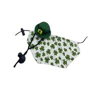 St. Patrick's Day Lizard Costume, Green Shamrock Cloak and Cap, Irish Festival Cosplay Outfit, Small Animal Suit for Lizard, Hamster, Leopard Gecko, 5.92 x 3.14 inches