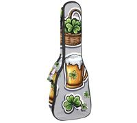 St. Patrick's Day Luck Symbols Green Beer Four-Leaf Clovers Ukulele Case, Padded Bag for 23 Inch Concert Ukulele, Waterproof & Durable