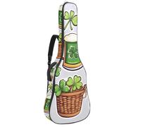 St. Patrick's Day Luck Symbols Green Beer Three and Four-Leaf Clover Padded Guitar Bag, Protective Acoustic Guitar Cover Gig Bag for Electric Bass Classical Guitar