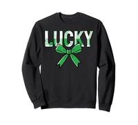 St Patricks Day Lucky Bow Saint Paddys Girls Kids Women Sweatshirt