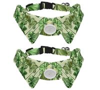 St. Patrick's Day Lucky Clover Drawing Dog Collar Bowtie, Comfortable Adjustable Dog Bow Tie Collar for Small Boys and Girls Pets