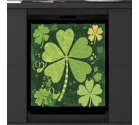 St.patrick's Day Lucky Clover Leaves Dishwasher Magnet Cover Sticker for Kitchen Appliance Decor,Reusable Magnetic Refrigerator Covers Fridge Panel Decal