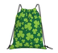 St Patricks Day Lucky Clover Unisex String Backpack Large Drawstring Backpack Portable Drawstring Bag For Yoga Sports Football