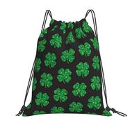 St Patricks Day Lucky Clover Unisex Swimming Bags Durable String Backpack Foldable Drawstring Bag For Holidays Swim Gym