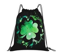 St Patricks Day Lucky Clover Women Men Drawstring Bag Adjustable Pe Bag Durable Drawstring Backpack For Yoga Football Swim