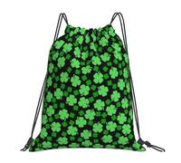 St Patricks Day Lucky Clover Women Men Pe Bag Durable String Backpack Adjustable Gym Sack For Holidays Travel Beach