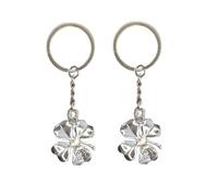 St. Patrick's Day Lucky Four Leaf Clover Keychain Good Luck Charm Keyring for a Little Gift Brings Luck and Positive Vibe (Silver)