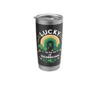St Patrick's Day Lucky IT Technician Job Shamrocks Irish Stainless Steel Insulated Tumbler