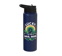 St Patrick's Day Lucky Mail Man Job Shamrocks Irish Stainless Steel Insulated Water Bottle