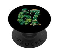 St Patrick's Day Lucky Number 67 Shamrock Pot of Gold PopSockets Adhesive PopGrip