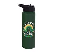 St Patrick's Day Lucky Singer Job Shamrocks Irish Stainless Steel Insulated Water Bottle