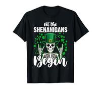 St Patrick's Day Lucky Skeleton Rock and Roll Irish Shamrock T-Shirt