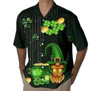 St. Patrick's Day Men's Hawaiian Shirt Short Sleeve Button Down Floral Funky Casual Flowers Palm Tree Pineapple Print Shirt for Beach Holiday Hawaii Shirts Unisex Clover Cuban Style Camp Shirt