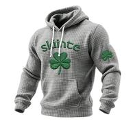 St. Patrick's Day Mens Hoodie Sweatshirt Retro Green Irish Jumper Clover Shamrock Printed Pullover Zip Up Blouse Long Sleeve Shirt Round-Neck Sweater Ireland Tops Casual Loose Clothes