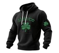 St. Patrick's Day Mens Hoodie Sweatshirt Retro Green Irish Jumper Clover Shamrock Printed Pullover Zip Up Blouse Long Sleeve Shirt Round-Neck Sweater Ireland Tops Casual Loose Clothes