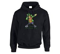 St Patricks Day Mens Hoody Leprechaun Dabbing Irish Beer Pullover Party Christmas Jumper Unisex Gift Hoodie Top Printed Design Black - Large