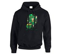 St Patricks Day Mens Hoody Leprechaun Dabbing Shamrock Beer Pullover Party Christmas Jumper Unisex Gift Hoodie Top Printed Design Black - Medium