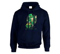 St Patricks Day Mens Hoody Leprechaun Dabbing Shamrock Beer Pullover Party Jumper Unisex Gift Hoodie Top Printed Design Navy Blue - X-Large