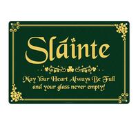 St Patricks Day Metal Sign Wall Decor Slainte Irish Blessing Signs Shamrock Print Art Poster for Home Cafe Bar Kitchen Pub Door Porch Yard Vintage Decorations 12x8 Inch Aluminium Hanging Plaque
