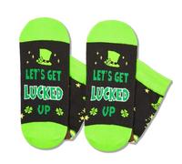 St. Patrick's Day Novelty Socks, Green Shamrock Striped Knee High and Crew Socks, Ideal for Holiday Gifts (UK, Alpha, One Size, Regular, Regular, Green Clover 2)