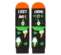 St. Patrick's Day Novelty Socks, Green Shamrock Striped Knee High and Crew Socks, Ideal for Holiday Gifts (UK, Alpha, One Size, Regular, Regular, Green Clover)