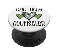 St. Patrick's Day One Lucky Counselor Leopard Print Heart PopSockets Adhesive PopGrip