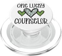 St. Patrick's Day One Lucky Counselor Leopard Print Heart PopSockets PopGrip for MagSafe