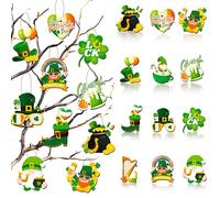 St. Patrick's Day Ornaments Decoration, 36pcs St. Patrick's Day Tree Decorations Wooden Irish Saint Patricks Day Hanging Ornament for St Patricks Day Decorations Accessories