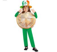 St Patrick'S Day Outfits Kids Kids Leprechaun Set Solid Color Trousers With Irish Flag Hat Gold Coin Shamrock Outfits Stretch Festival Themed Ages 3-15 Years Green L