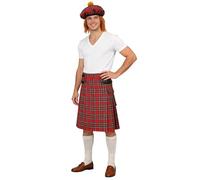 St Patricks Day Outfits Kilt and Hat for Men Traditional Scottish Tartan Adult Men's Scottish Highlander Kilt Irish Fancy Dress Costume Red Tartan St Patricks Day Outfit for Burns Night, Stag Parties
