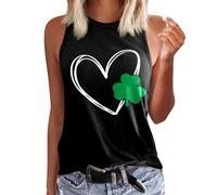 St Patricks Day Outfits, St Patrick's Day Tank Tops Women Lucky Shamrock St Patrick's Day Shirts Funny Irish Clover Graphic Holiday Vest Tops Sleeveless Green St Patricks Day T Shirt