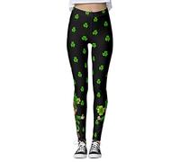 St Patricks Day Outfits,Women St. Patrick's Day Clover Leggings High Waist Shamrock Leggings Green Trousers Fancy Costume Cosplay Pants