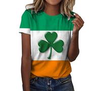 St Patrick's Day Outfits Women's T Shirts Green Day Clothes Casual Lightweight Slim Fit Tunic Short Sleeve Irish Lucky Shamrock Print Tops Paddy's Day Shirts Y2K Pullover Blouse Pullover Streetwear