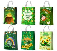 St. Patrick's Day Paper Gift Bags, 24 Pcs Irish Party Favor Bag Shamrock Candy Treat Bags & St. Patrick's Day Goodie Bag for St Patricks Day Decorations Supplies