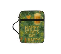 St. Patrick's Day Pattern Bible Cover Case with Handle, Water-Resistant Oxford Fabric Bible Bag Organizer with Zipper Pockets for Church